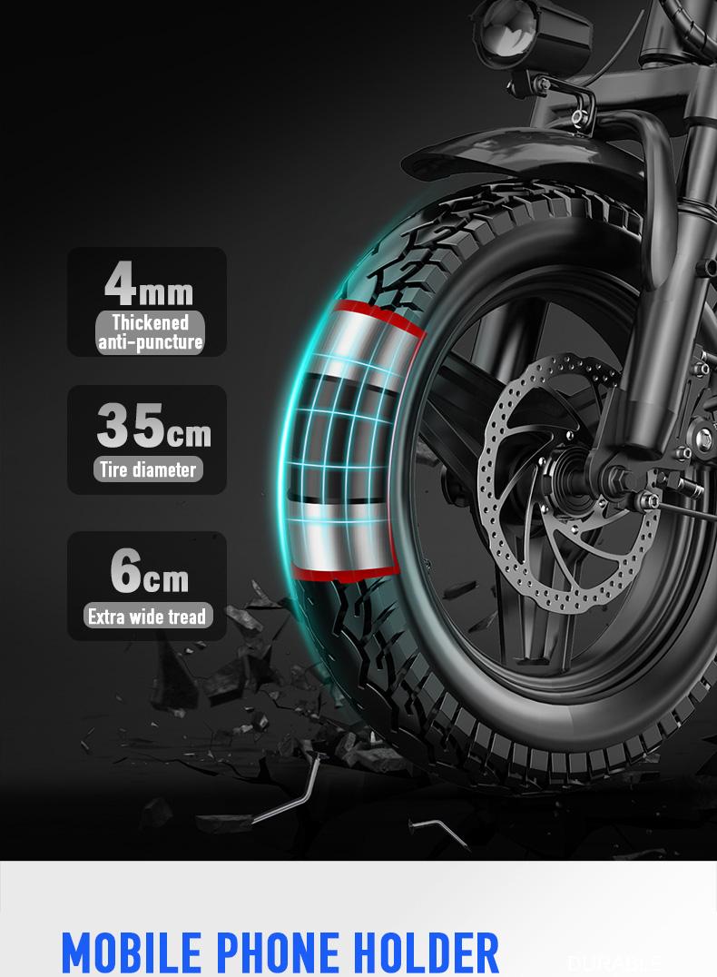 Adult Electric Bicycles 500W Peak Power Foldable with Detachable Batteries 20mph Commuter 48V15AH 60KM Range High-Strength Front Loading Frame Flat Pedals