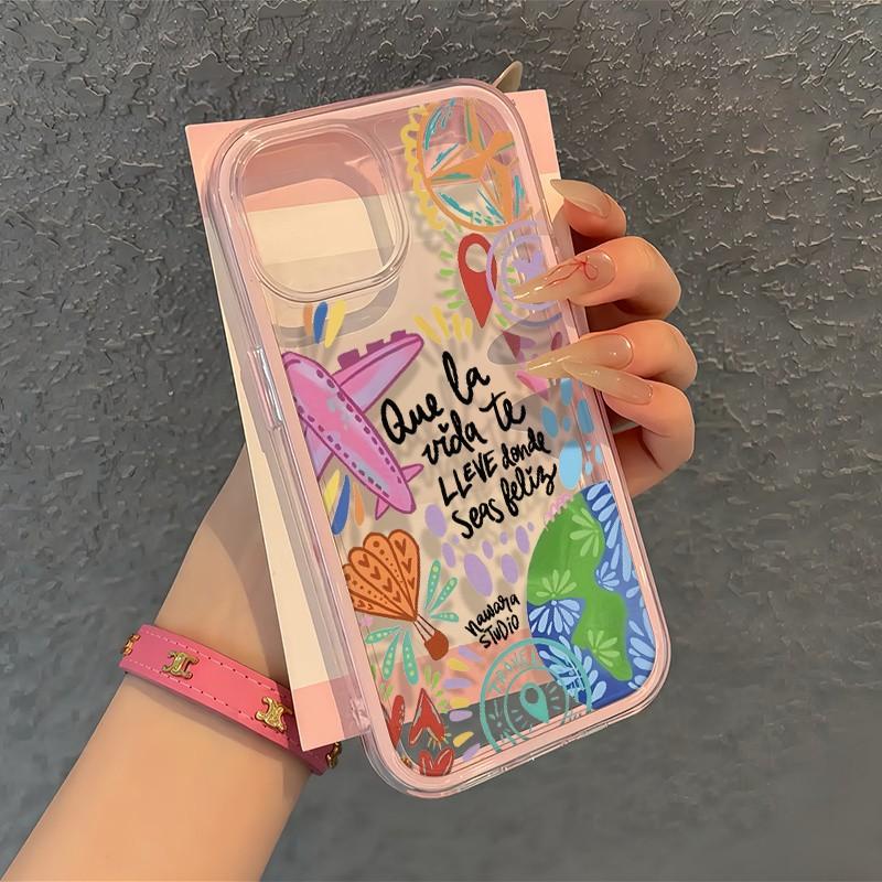 Colorful Graffiti Airplane Pattern Phone Case, Border, Anti-Drop Soft Shell, Tpu Material, Fits iPhone 11-16 Pro Max, Gift Option
