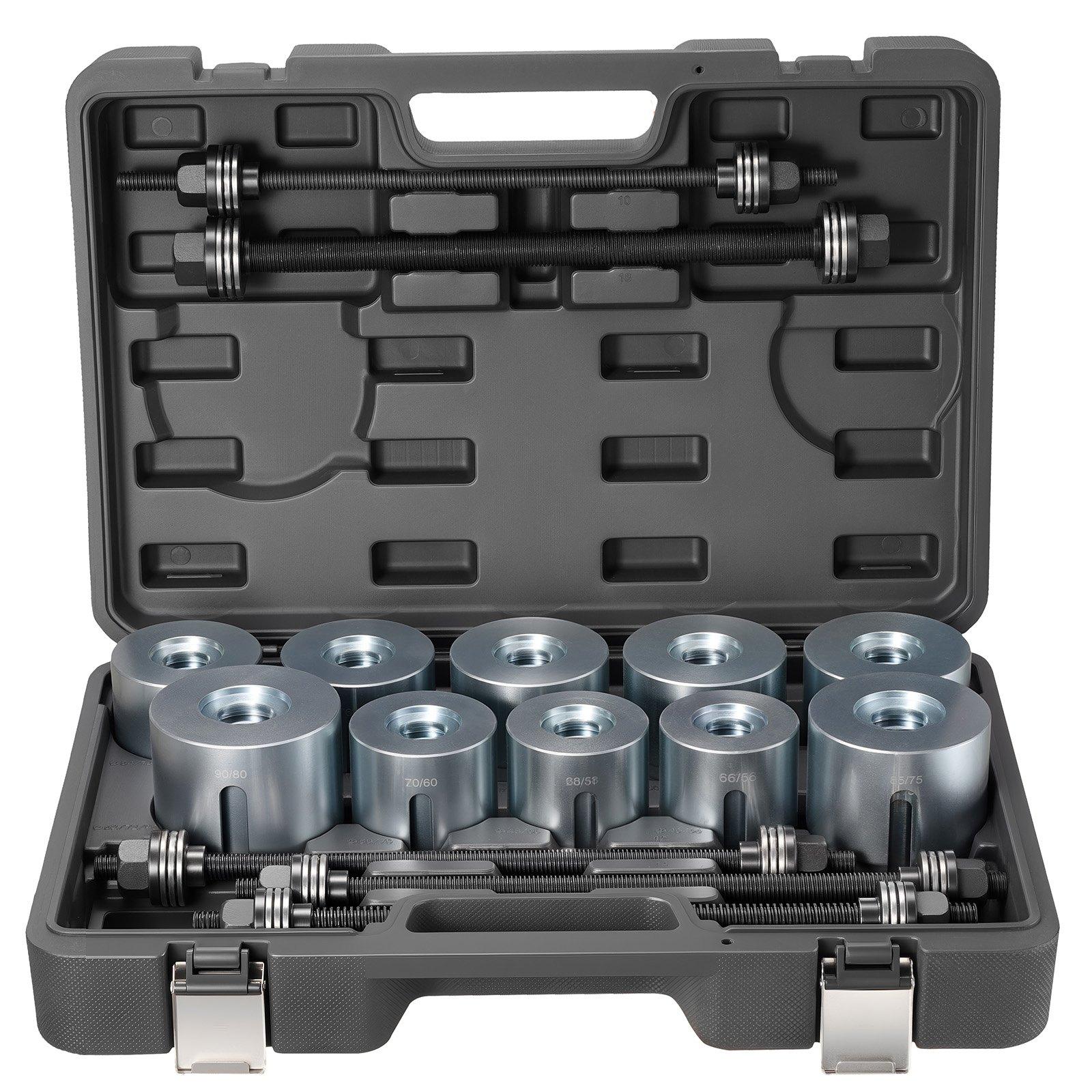 VEVOR Pull and Press Sleeve Kit, 27 PCS, Steel Bush Removal Insertion Sleeve Tools with Carrying Case, Compatible with LCV and HGV Engines, for Removing and Installing Bushings, Bearings, and Seals VEVOR Pull and Press Sleeve Kit, 27 PCS, Steel Bush Removal Insertion Sleeve Tools with Carrying Case, Compatible with LCV and HGV Engines, for Removing and Installing Bushings, Bearings, and Seals