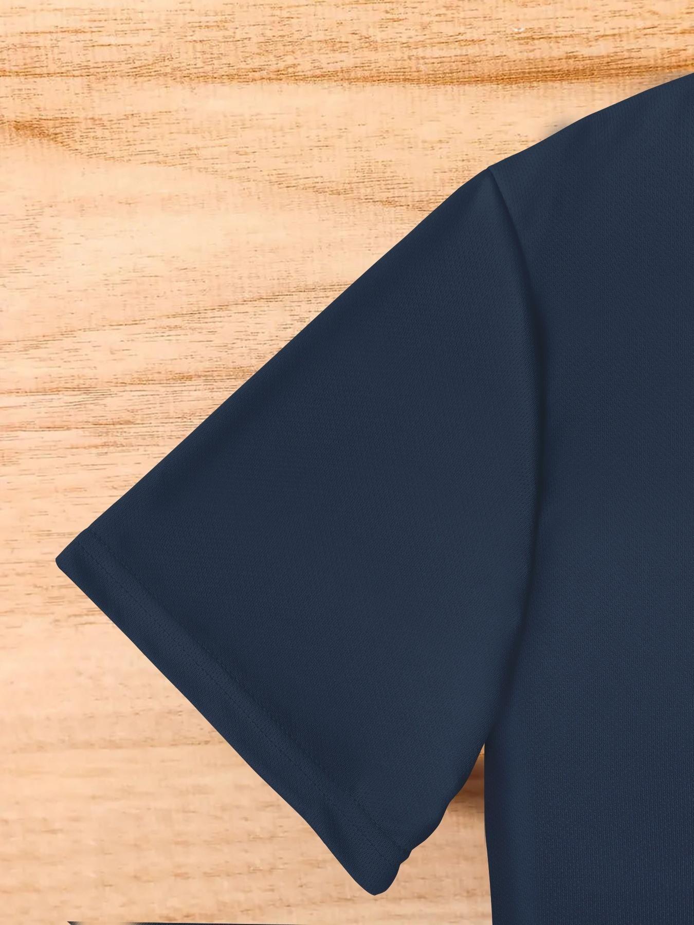 Men's Summer Short Sleeve T-Shirt, Cartoon Rooster Print, F-Caw-F Letter Design, Round Neck, Casual Long T-Shirt, Geometric Pattern