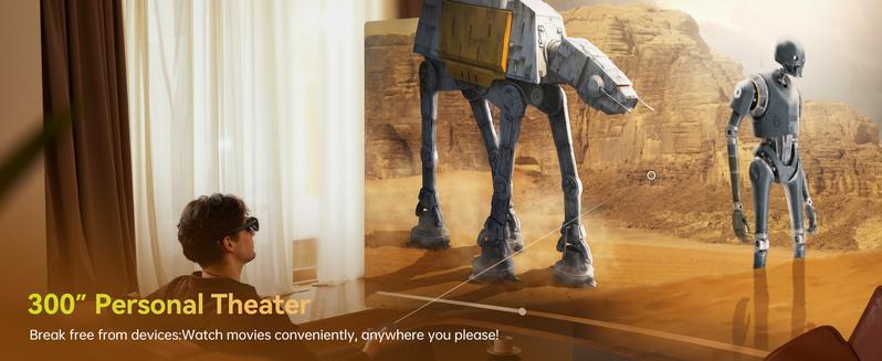 Rokid AR Max 2 Glasses, AI & AR Glasses, 300" 120Hz Ultra-HD Home Theater Screen, 50° FOV, 600 Nits Brightness, Adjustable up to -6.00D, Hi-Fi Sound & Private speakers,  Immersive Display for iPhone 16/15, Steam Deck, ROG, Mac, PC, Android & iOS