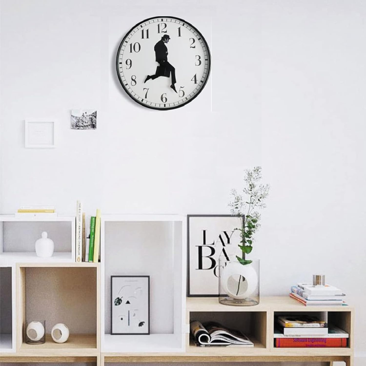 Ministry of Silly Walks Clock, Silly Walk Wall Clock, A Interesting Wall Clock for Bedroom Kitchen Living Room, Novelty  Decor Gifts (Black)