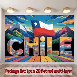 2D Flat, 1pc Chilean Flag Banner Suitable for Events, Weddings, Parties - Chile National Colors Decoration with Chilean Landscape, Indoor/Outdoor Polyester Banner for Room Decor, Entryway, for -Season Celebrati