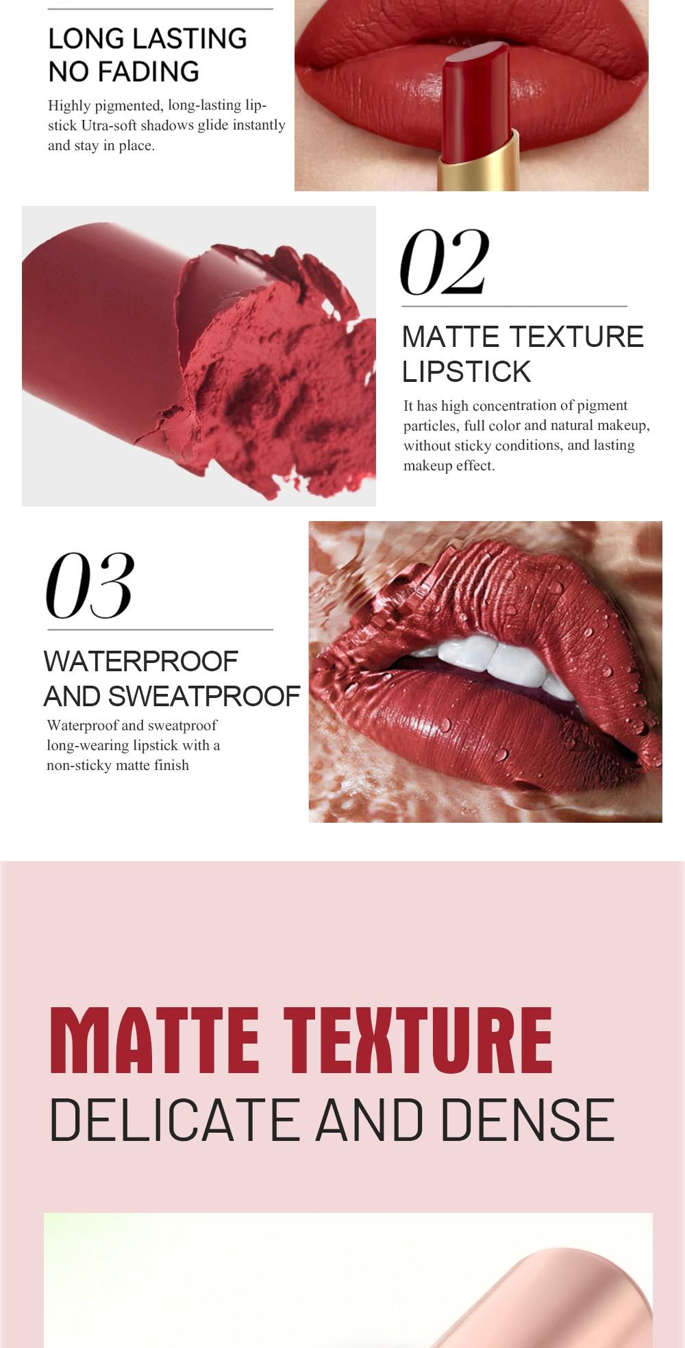 Durable matte lip gloss, waterproof and easy to apply velvet longlasting matte lip gloss, Long Lasting Lipstick