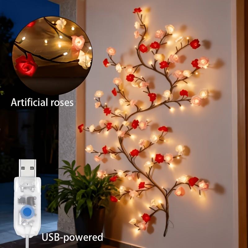 144LED Romantic Rose Branch String Lights USB Powered with 8 Lighting Modes, Warm Rose Vine DIY Decor Lamp for Bedroom Window Wedding Valentine Party, Perfect Mother's Day Gift for Mom Wife Girlfriend, Decorative Led Light