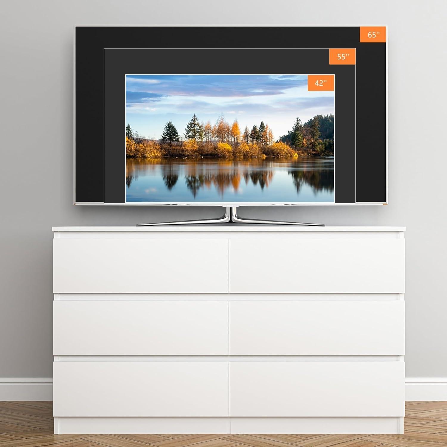 Karlhome Dresser for Bedroom,55'' Modern Large 6 Drawer Dresser with Deep Drawer,Wide Storage Chest of Drawers,Wood Bedroom Storage Organizer Furniture for Closet