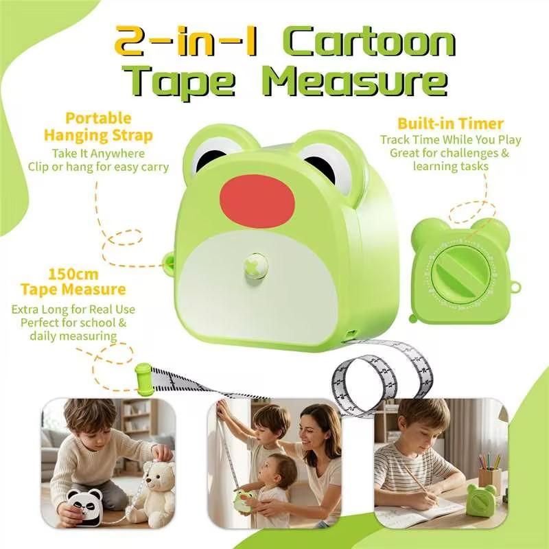 Tape Measure, Stem Education Tool with Timer, Adjustable Design, DIY Assembly Toy, Safe for Kids Aged 3+, Gift for Boys and Girls