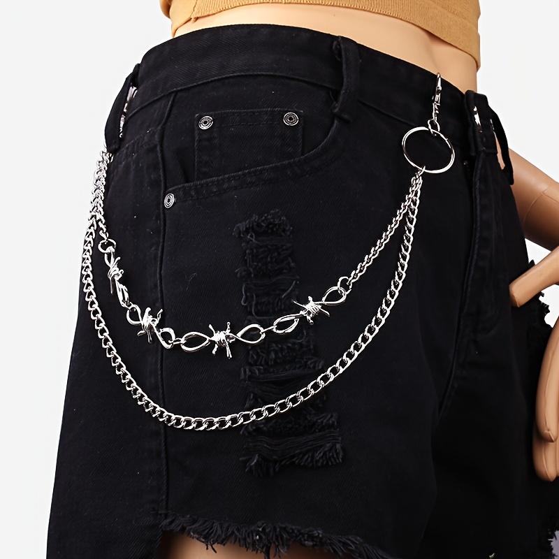 1pc Punk Double-Layer Pant Chain - Edgy Metal Trouser Accessory for Jeans & Shorts. Unisex Streetwear Hip-Hop Jewelry for Club, Party, Concert & Daily Outfits. Great Gift for Gen Z, Festival Goers & Fashion Lovers.