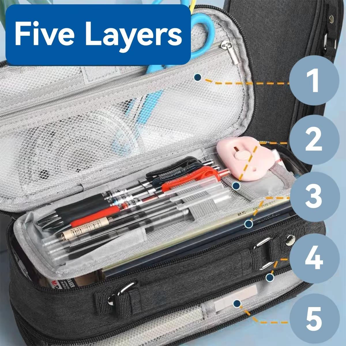 1pcs/4-layer Large Capacity Pencil Case Portable Multi-purpose Storage Bag Suitable for Office and School Student Stationery Pen Bag Office Supplies