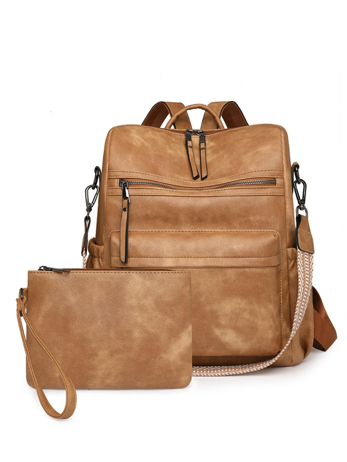 Two-Piece Backpack, Large Capacity Commuter Laptop Bag, Durable PU Material, Multi-Compartment Design, Ideal for Work, Travel, Shopping