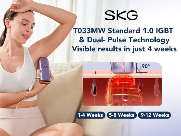 SKG Hair Freedom System, Dual-Pulse IPL for Contact-Free Hair Removal, Infinite Flashes, 25-Minute Full-Body Solution Electric Epilator Manual Epilator