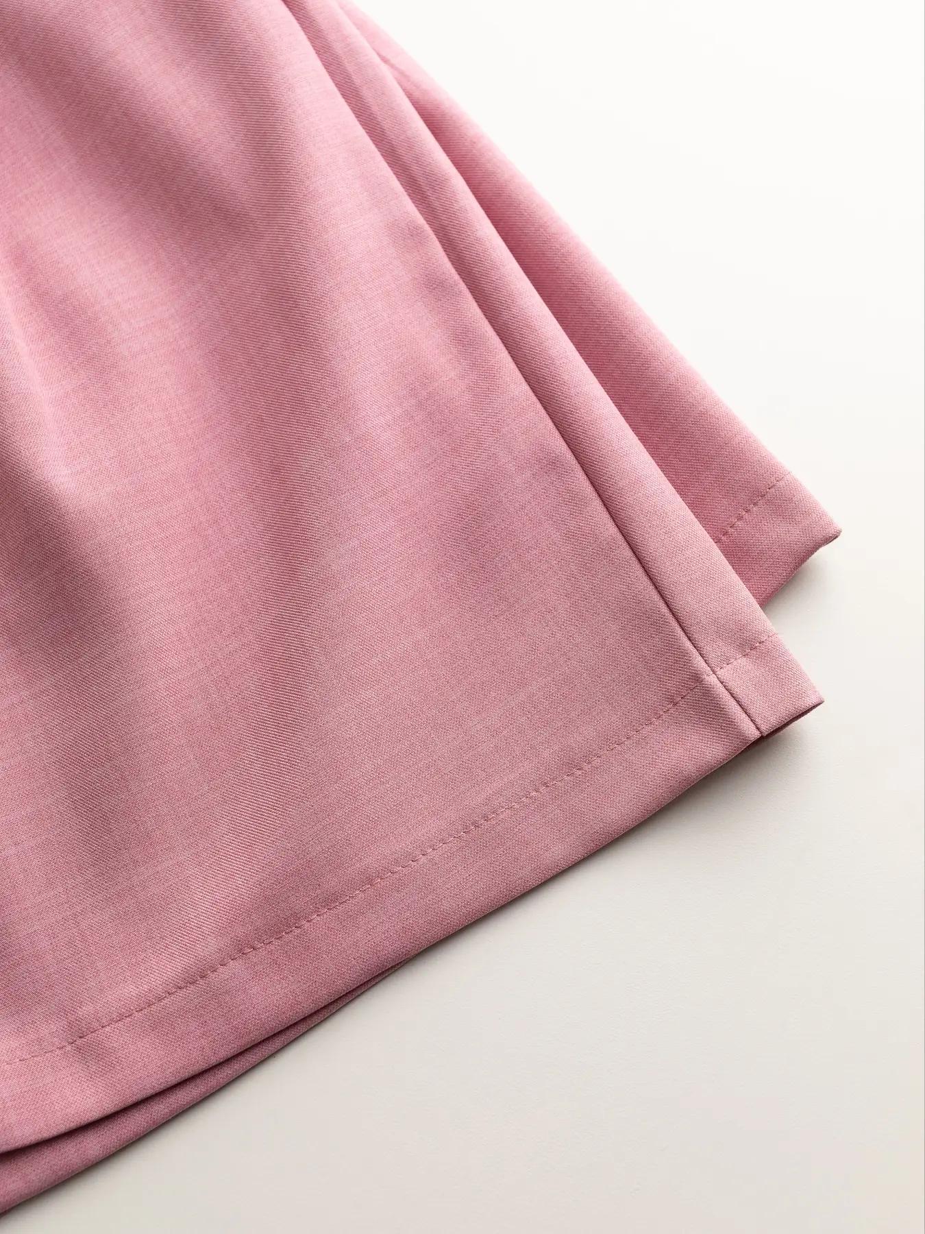 YYTK2025DEC017  Women'S Stylish Light Blue Sleeveless V-Neck Long Vest with Wide Leg Shorts Set - Perfect for Spring/Summer, Casual Attire, Casual Attire|Vneck Design|Polyester Fabri, Summer 2 Piece Outfits Sleeveless Blazer Vest Sets