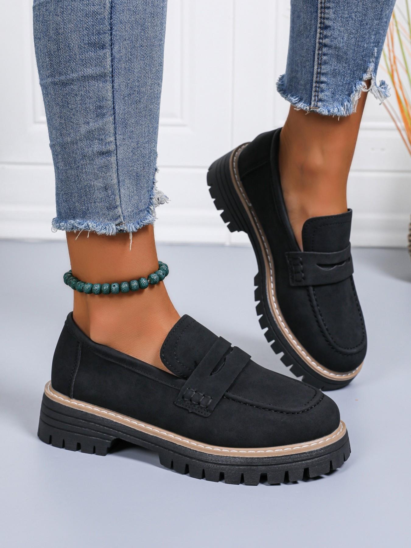 Women's Thick Sole Comfort Shoes, Multifunctional Wide Round Toe Lace ...