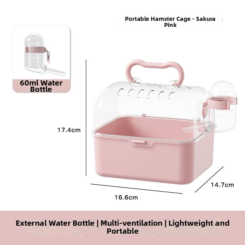Transparent Acrylic Hamster Cage, Large Portable Travel Handheld Pet Carrier, Ideal for Golden Syrian and Flower Dormice, Easy to Carry, Healing Companionship
