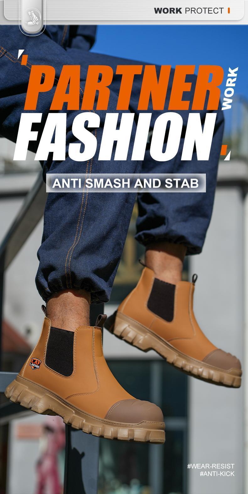 Brown Steel Toe Safety Shoes Unisex, Lightweight Anti Slip Work Shoes, Splash Resistant, Smash Proof and Puncture Proof for Kitchen, Restaurant and Food Service Work