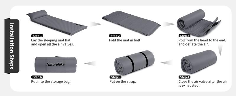 Naturehike Self-Inflating Sleeping Pad with/without Pillow, Ultra-Light, Waterproof Camping Mattress for Backpacking, Connectable for Multi-Person Use portable inflatable FathersDayGift