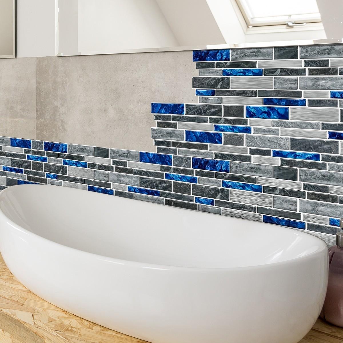 Simulation Marble Splicing Models Tile Wall Stickers, Self-Adhesive Waterproof Wallpaper, Bathroom & Kitchen Wall Decoration