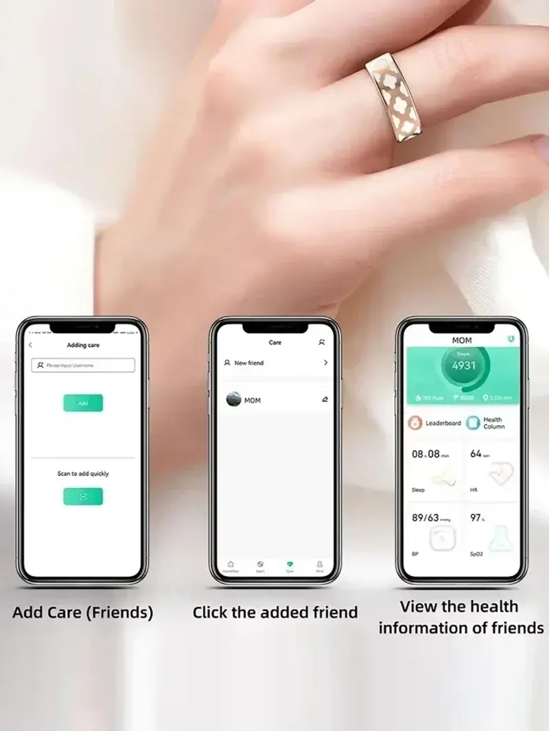 Smart Ring for Men and Women, Health and Sleep Monitoring, 5atm Waterproof, Multi-Sport Modes, Heart Rate and Blood Oxygen, Gift Idea, Fitness Tracker Ring, Smart Wearable Devices