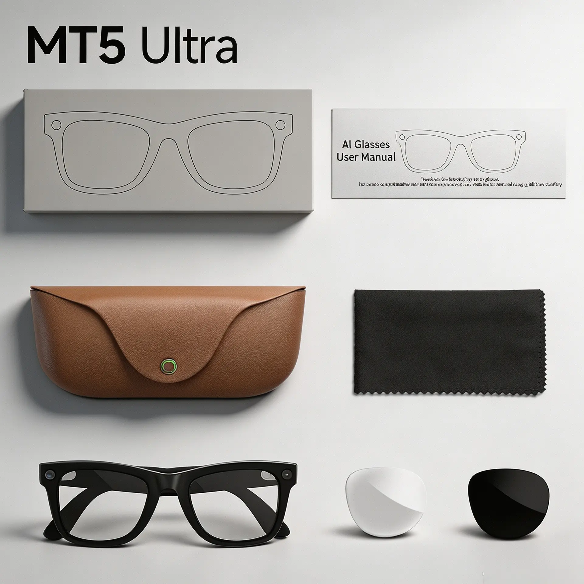 New Mt5 Ai Smart Glasses with Camera, 8mp HD Camera, Video Recording, Real-Time Translation, Bluetooth-compatible, Waterproof, UV Protection, 2000mah Battery