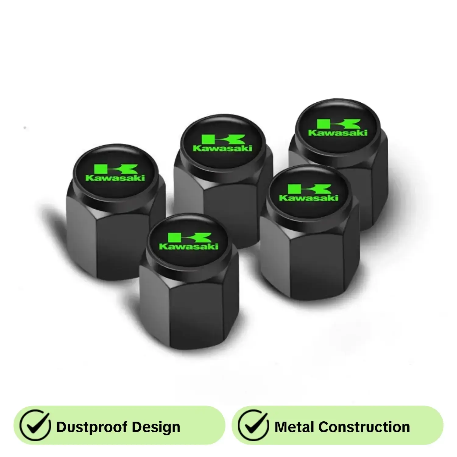 5PCS Metal Car Wheel Tire Valve Caps Air Stem Dust Cover Dustproof For Kawasaki Z900 ZX-4RR ZX-25R Vulcan S Z650 Z800 Z1000 Accessories