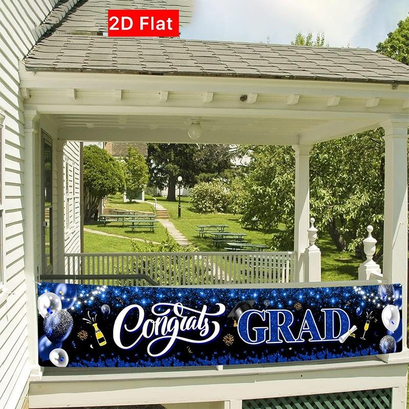 2D Flat Banner for 2026 Graduation Season, Blue, No Power Needed, Ideal for Graduation Party Decorations, Pull Flag Banner