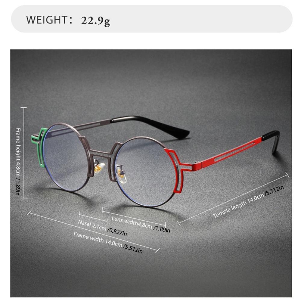 Minimalist High End Style Round Frame Glasses Cyberpunk Style Asymmetrical Contrasting Color Glasses Unisex Atmospheric Wear Glasses
