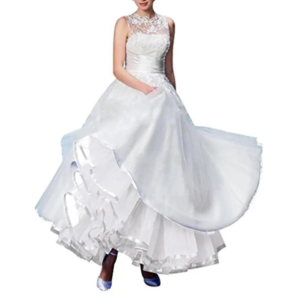 99CM Free Long Women's 50s Ankle Length Petticoats Wedding Petticoat Slips Crinoline Underskirt for Prom Evening Wedding Dresses