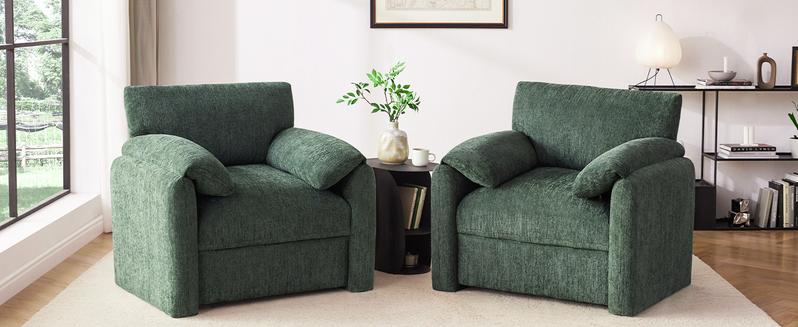 Chenille Oversized Armchair, 38.6" Wide Accent Chairs for Living Room & Bedroom Modern Lounge Chair, Upholstered Mid-Century Reading Chair, Comfy Living Room Chair, Single Sofa Chair