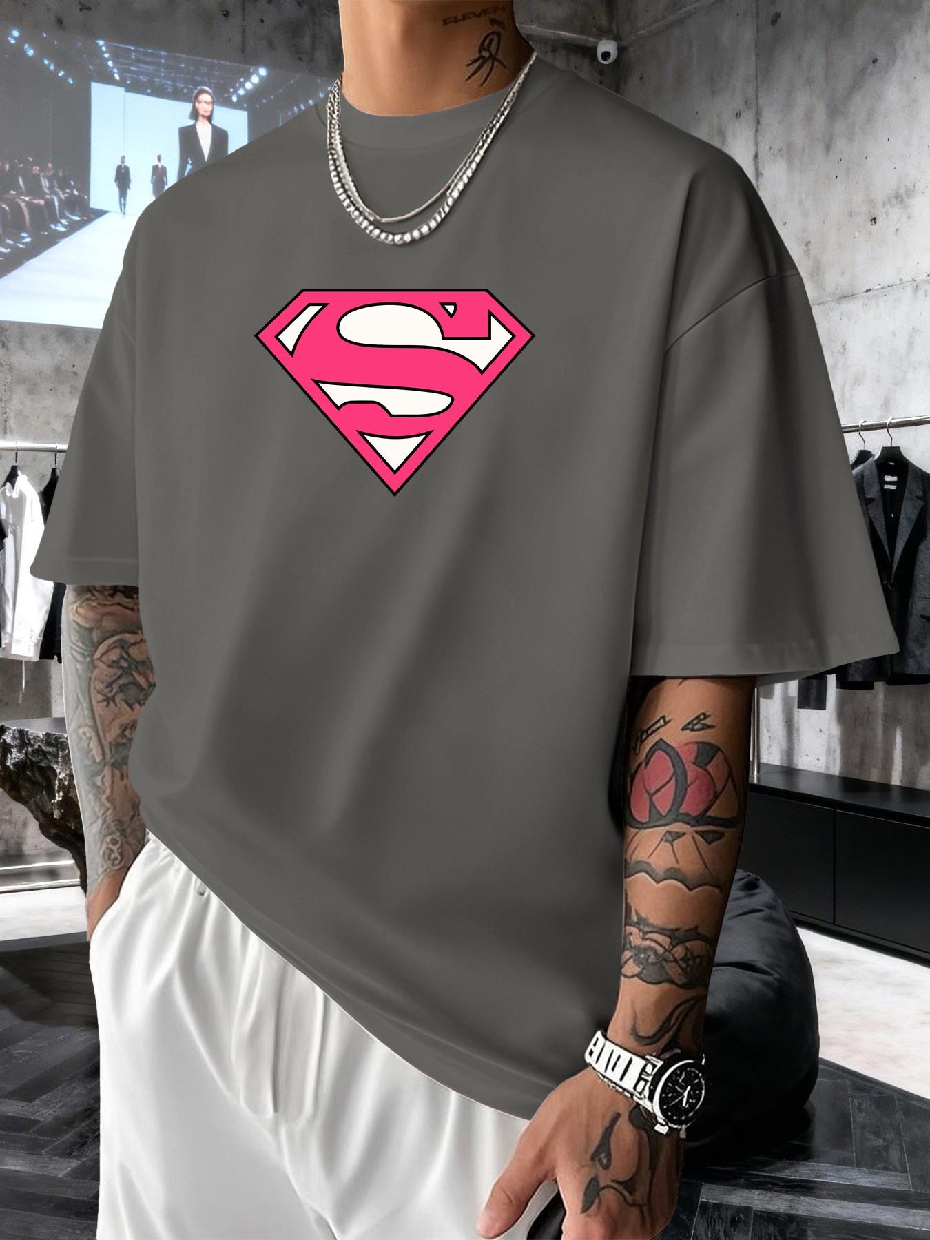 Superman S Classic Logo Men's Fashion Short Sleeve Round Neck Casual Summer T-Shirt, Suitable for Daily Wear