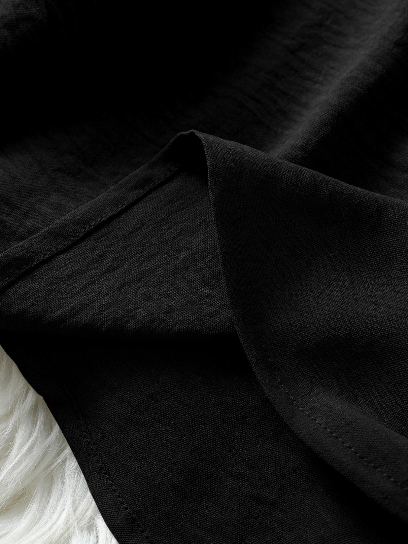 Women's Plain V-Neck Short Sleeve Dress, Casual Drop Shoulder A-Line Midi Skirt, Summer Fashion, Comfortable and Stylish