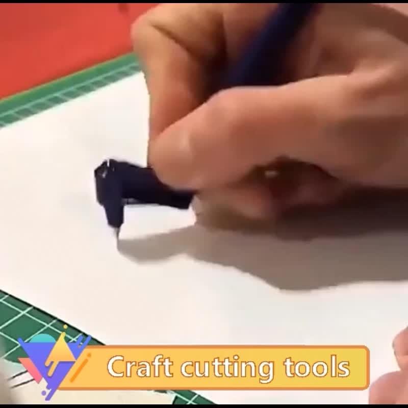 Ergonomic Craft Cutting Tool Kit with 360° Rotating Stainless Steel Blade and Triangular Ruler, Precision Paper Vinyl Template Work
