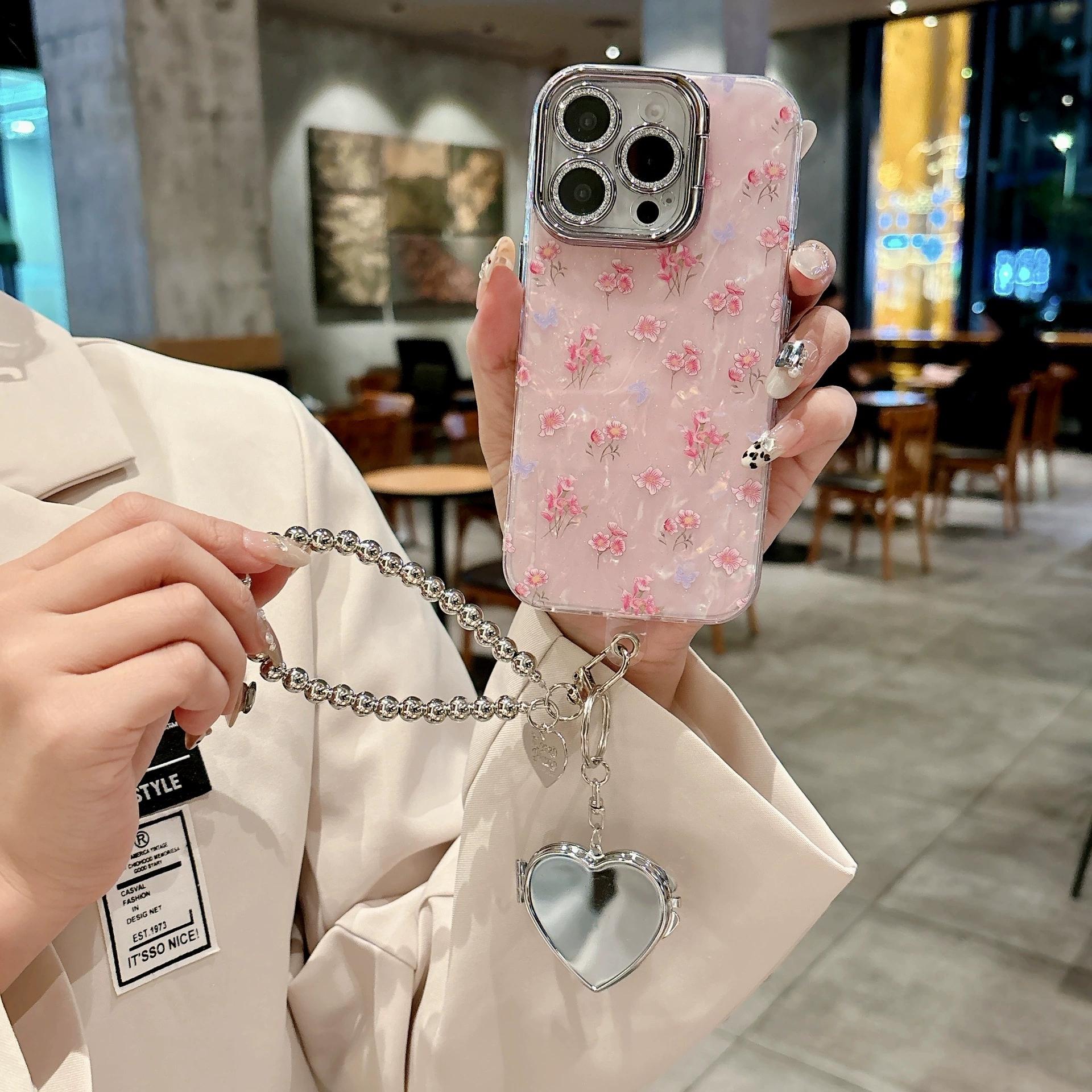 Compatible With S26/S25Ultra/S24/S23/S22 ,For iPhone 16 Pro Max/15/14/13/12,For Moto Razr 60 Ultra/50 Ultra/ 50/60  shell patterned small floral pattern lens film all inclusive protective Case HN7127