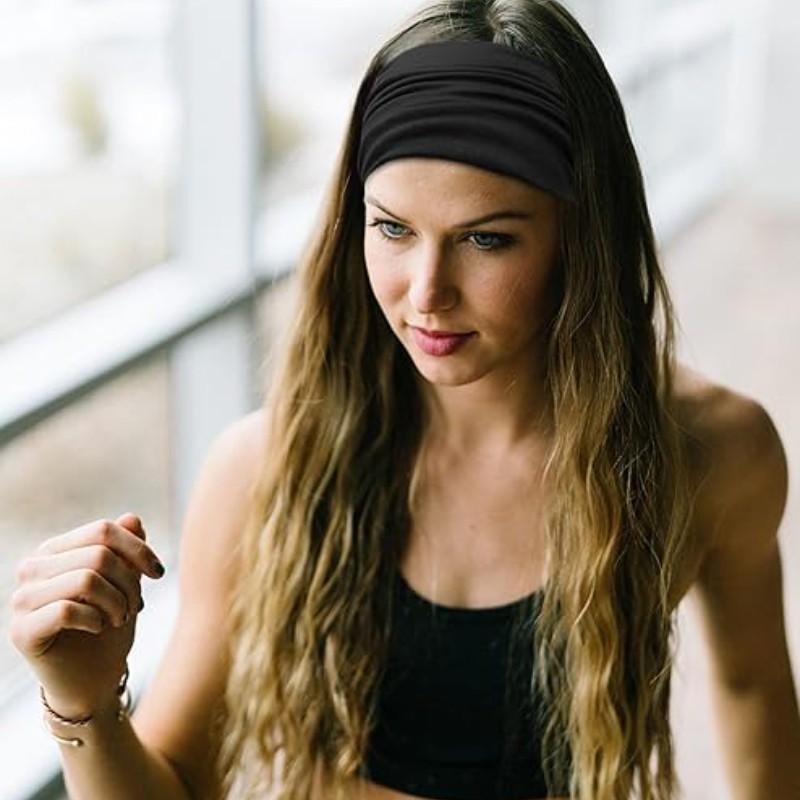 Women & Girls Bunny Ears Bow Hairbands Set of 4, Anti-Slip Soft Elastic Headband, African Style Thick Sports Gym Scarf, Hair Bows Headbands