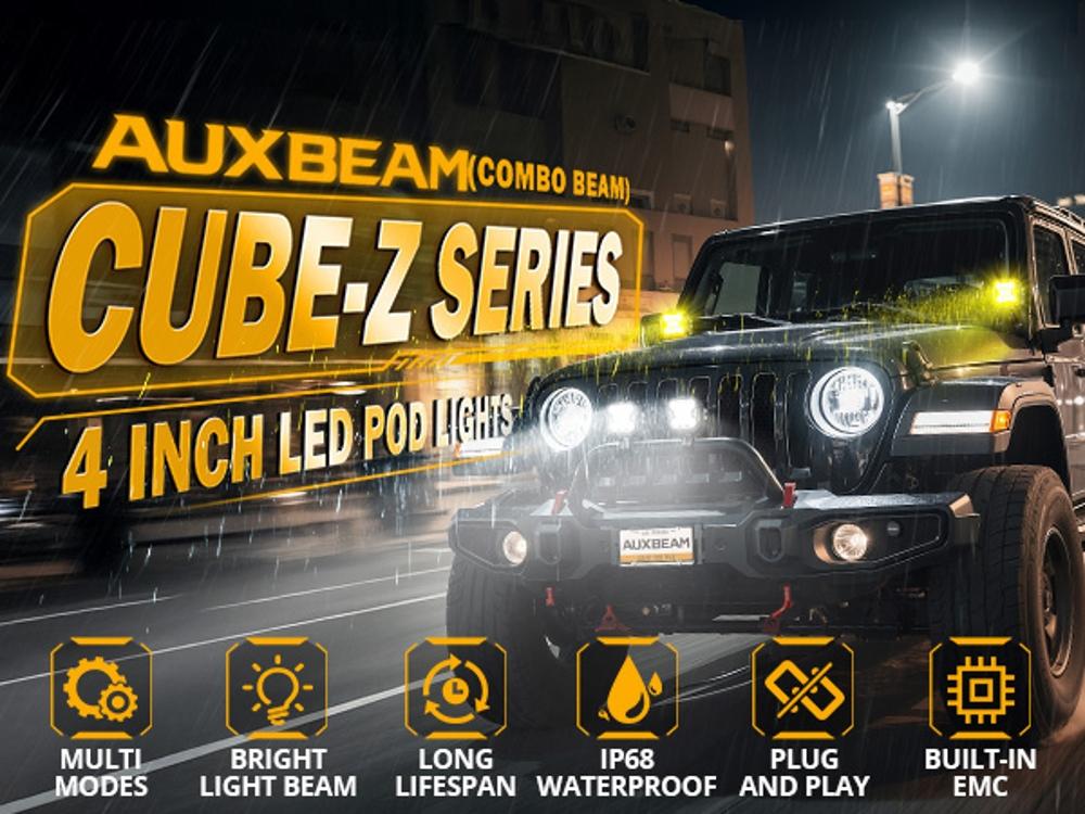 4 Inch CUBE-Z Series Combo LED Pod Lights Off Road Lights LED Driving Light with White DRL & Amber Turn Signal Lights jeeplight bar spot flood combo beam