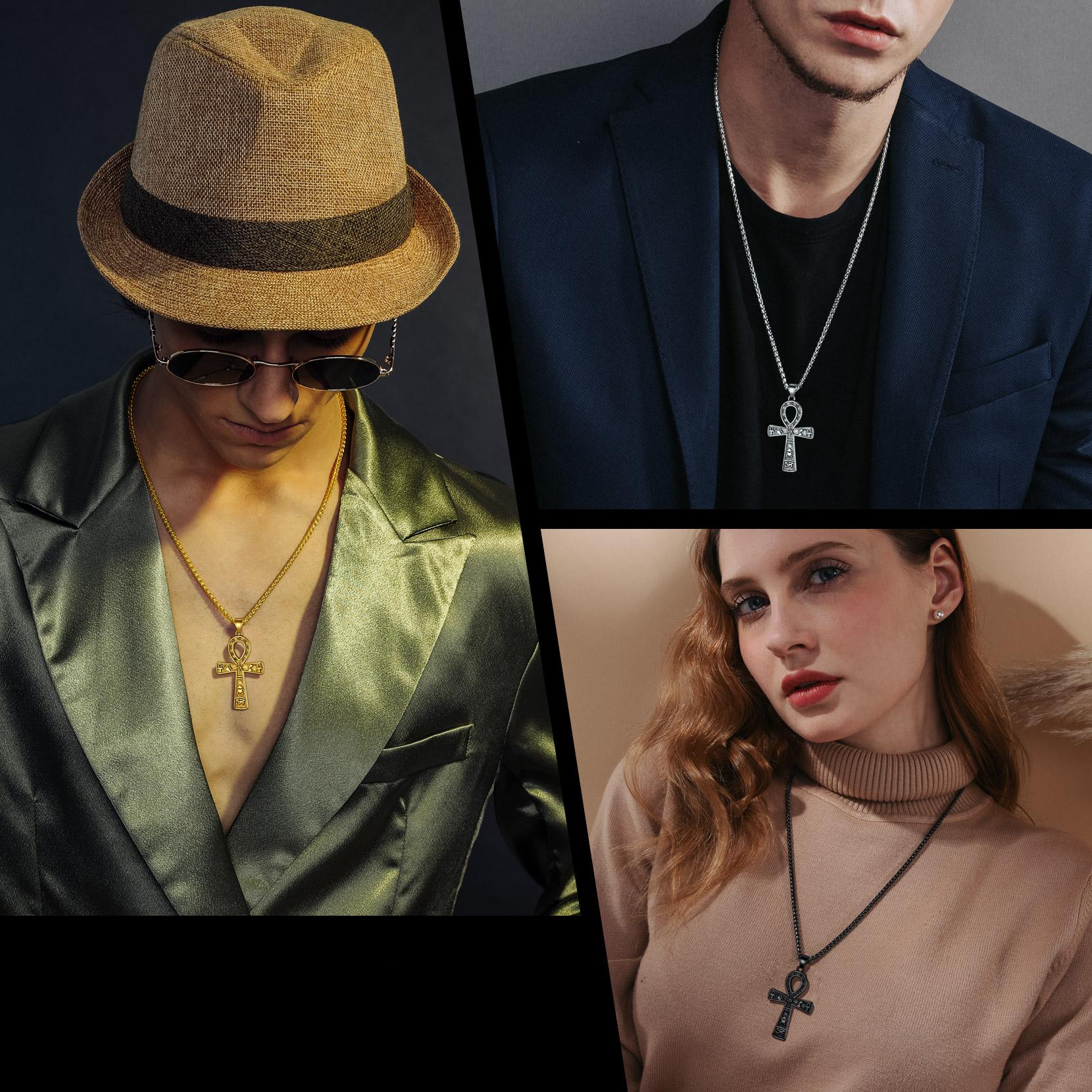 FaithHeart Egyptian Ankh Cross Pendant Necklace With Hieroglyphic Ideograph FaithHeart Egyptian Ankh Cross Pendant Necklace With Hieroglyphic Ideograph