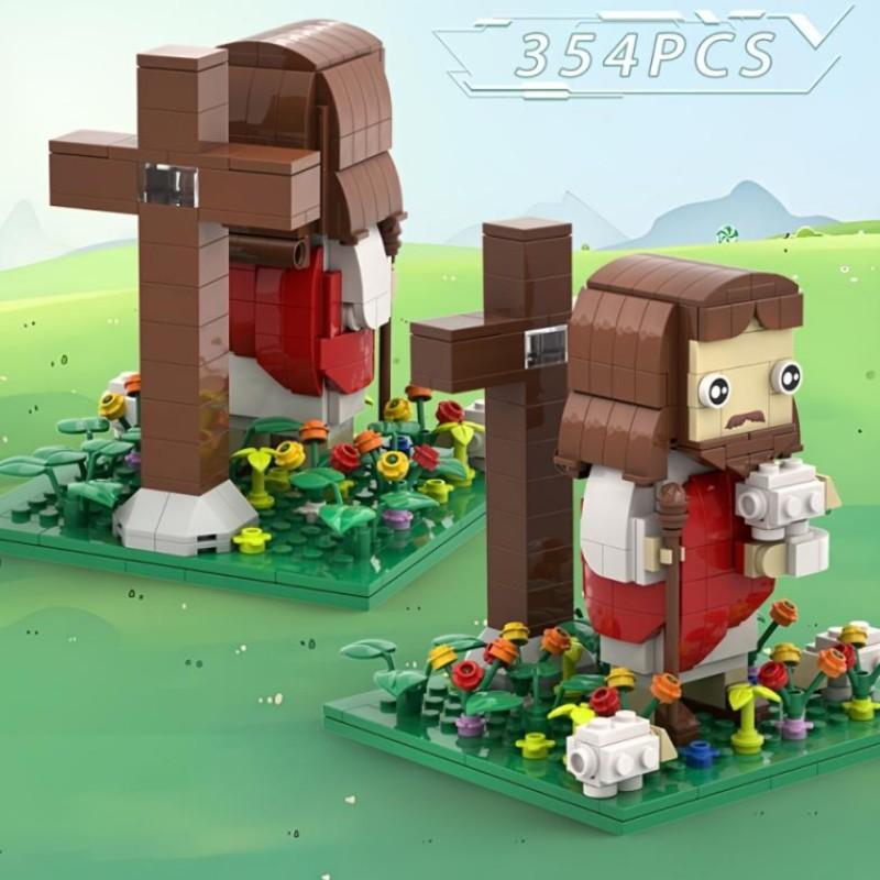2026 Top Selling Ideal Toy Gift, Easter Gift 354 Pieces Religious Shaped Building Blocks Set, Shepherd Lamb Jesus, Perfect Desktop Display Gift