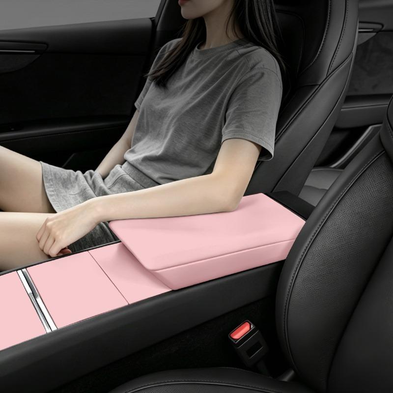 Custom Fit Molded Square Silicone Center Console Cover - Painted Clip-On Flip Top Protector for Tesla Model 3 Highland, Model Y Juniper, Durable, Anti-Scratch, Water Resistant Car Armrest Storage Accessory for Effective Interior Protection