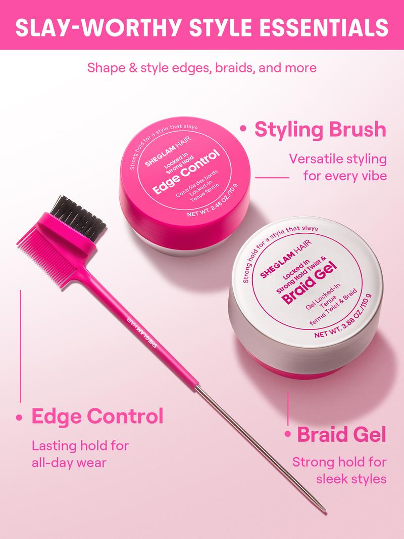SHEGLAM HAIR Locked in Edge Bestie 3-In-1 Styling Tool,Hair Edge Brush With Tail Comb,Styling Brush,Smooth Baby Hairs,Part & Style,Multi-Use Styling Brush,Double Sided Control Hair Comb ,Lasting Hold For All-Day Wear