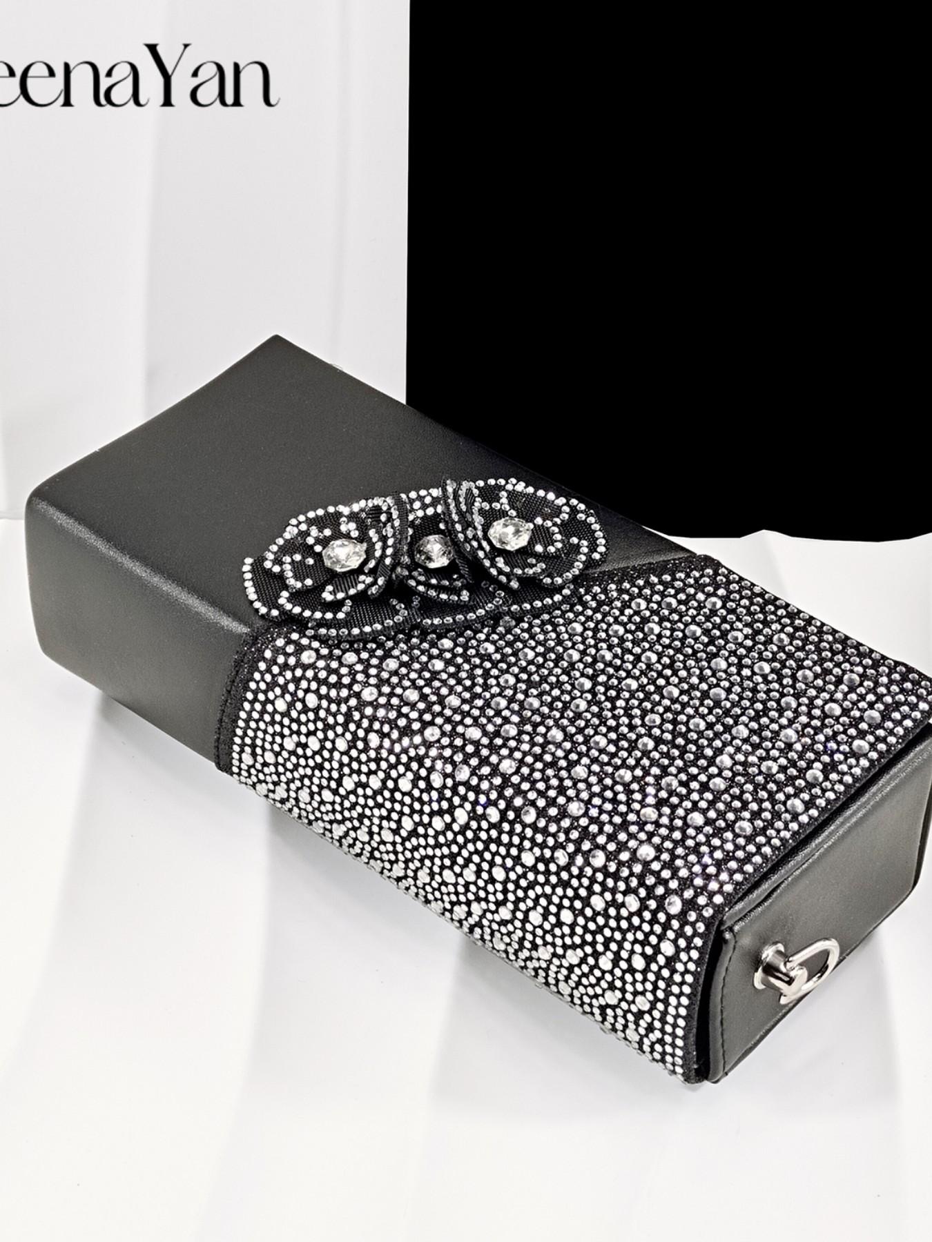 2026 Elegant Silver Pointed-Toe High Heels Shoes with Diamond Accents & Matching Bag - Ideal for Party Elegance