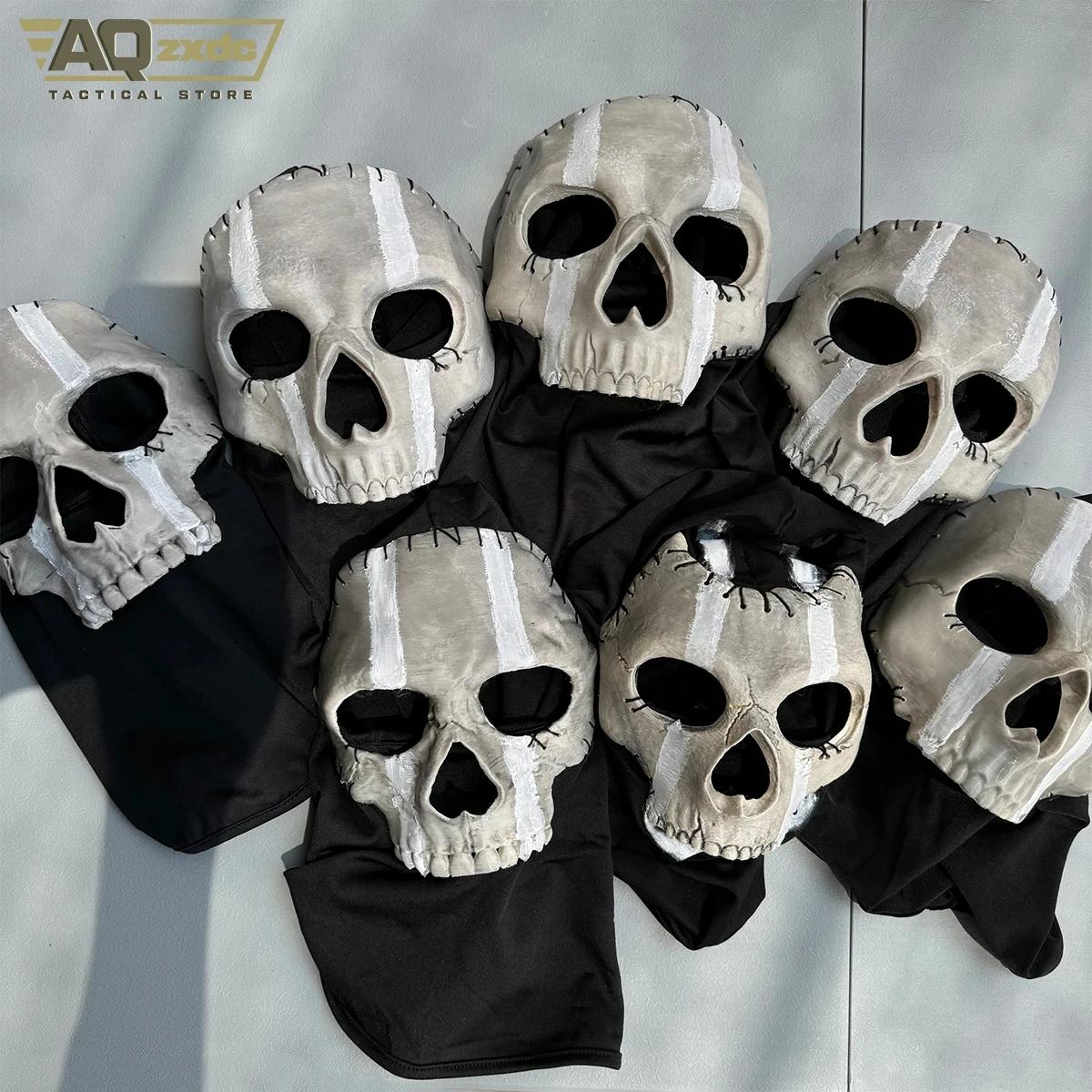 AQzxdc Call of Duty 16 Scary Mask, Classic Skeleton Ghost Chin Mask Ghost Scary Headgear for COD Warzone Cosplay Airsoft Mask Halloween patellaband