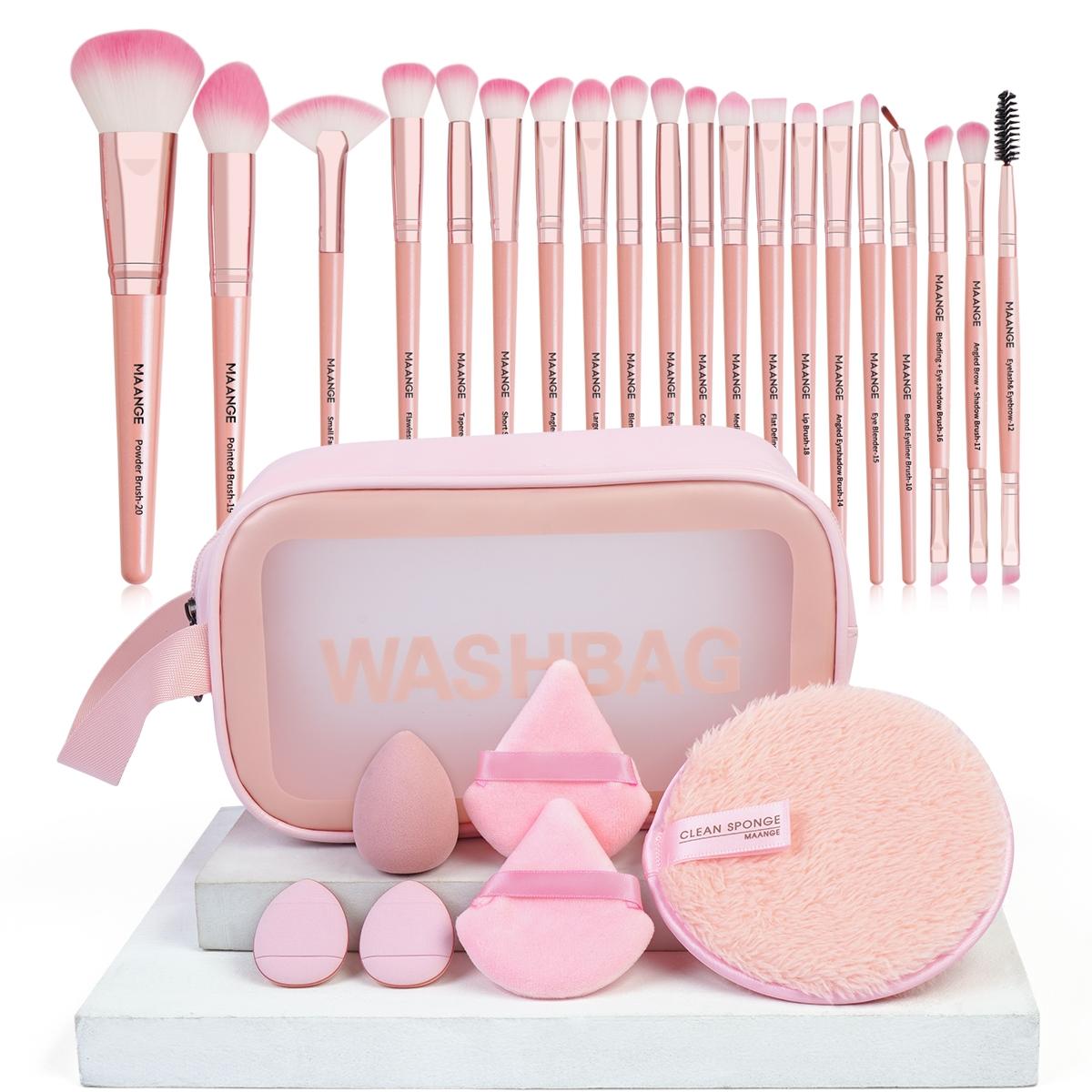 MAANGE Makeup Brush Set, 27/49pcs/set Makeup Tool Set Including Soft Brushes, Beauty Sponges, Powder Puffs, Brush Cleaner Mat, Bag and, Multifunctional Makeup Kit for Beginners, with Makeup Travel Bag