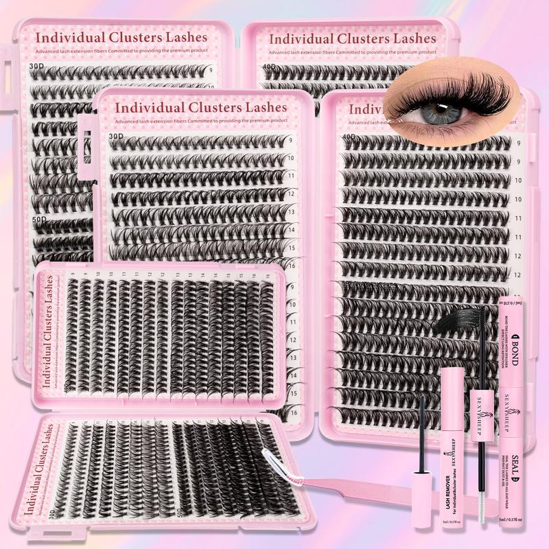 DIY Eyelash Extension Kit, 640pcs/set Mixed Lengths 9-16mm, Includes Bond, Seal, Remover and Eyelash Tweezers, Single-Row D-Curl Lashes Set DIY Eyelash Extension Kit, 640pcs/set Mixed Lengths 9-16mm, Includes Bond, Seal, Remover and Eyelash Tweezers, Single-Row D-Curl Lashes Set