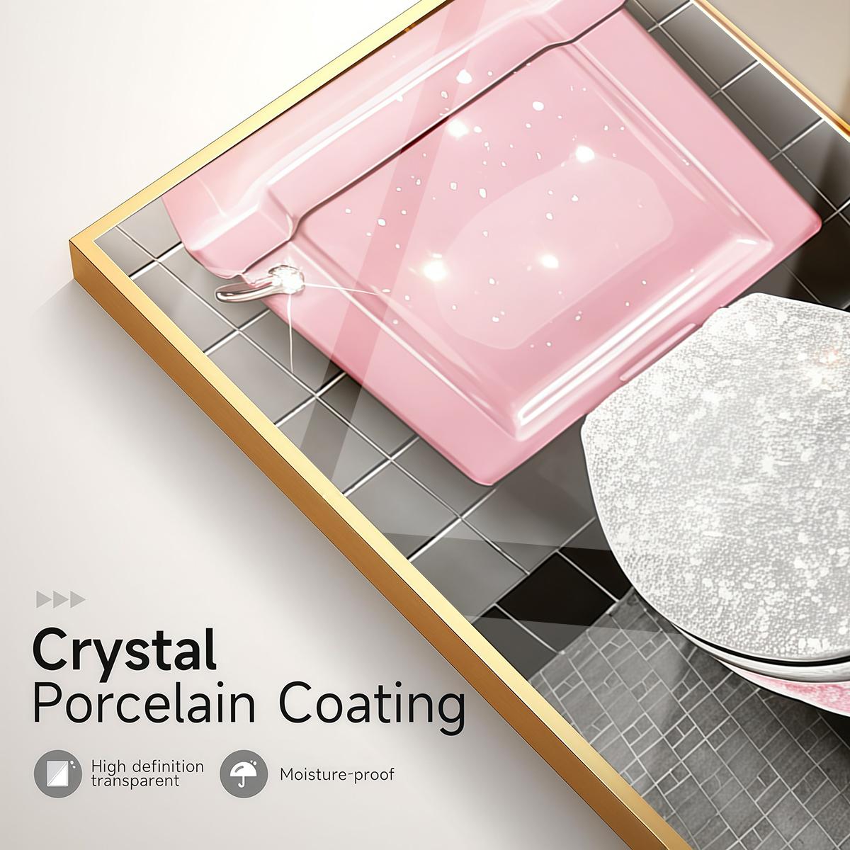 3 Counts Aluminum Alloy Framed Painting, Pink Glam Bathroom And High Heels Art Pictures, Home Decoration For Living Room, Bedroom, Office, Restaurant, Hallway Wall Decor, Odorless Print Artwork, Luxury Perfect Gift For Friends And Family