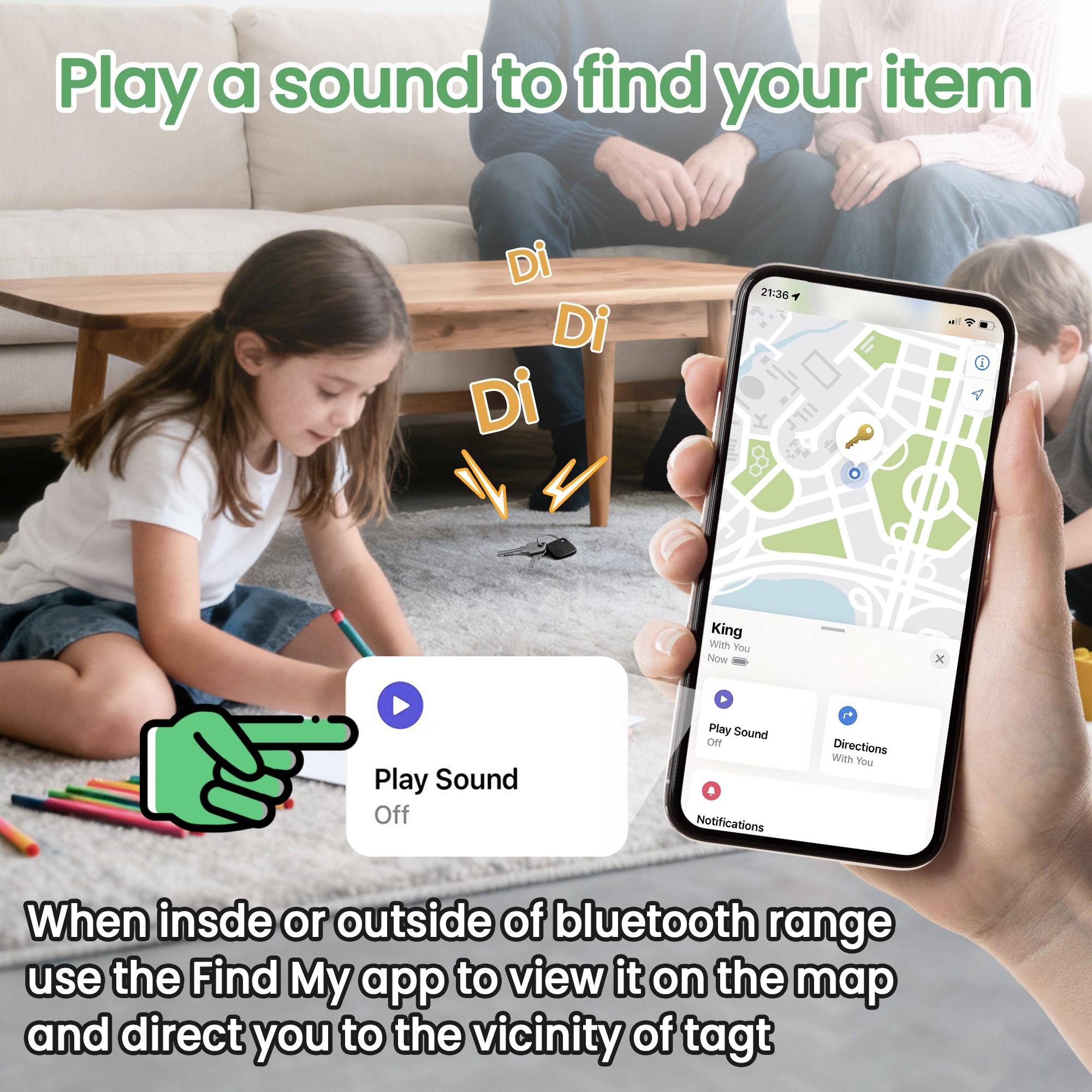 Air Trackers 4-Pack for iOS Find My Only, 1-Year Battery Life, Replaceable Battery, Key Finder, Item Locator Smart Tag for Keys, Bag, Luggage, Bicycle, Wallets and More