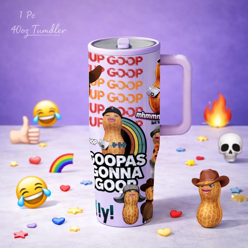 1 Pc 40oz insulated tumbler, funny meme tumbler, double wall vacuum mug, leak proof travel mug with handle, emoji aesthetic cup, hot cold drinks 12h hot 24h cold, viral funny gift for women men, reusable coffee mug, trendy tumbler