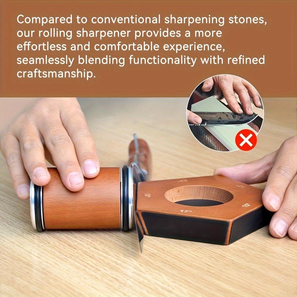 Rolling Knife Sharpener 5 Angles 12, 15, 17, 20 & 25 Degrees Rolling Sharpener for Chef Knives, rolling knives sharpener, Cleavers, and Cooking Knives Kitchen Cutting Wooden Modern, afilador de cuchillosknife, sharpener, set