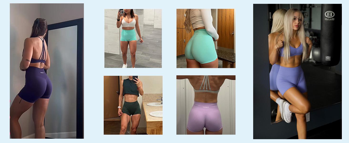 AUROLA Dream Workout Shorts for Women Roll Up,Seamless Soft Smooth Gym Yoga Scrunch Active Shorts,May not squat proof SpringStatements