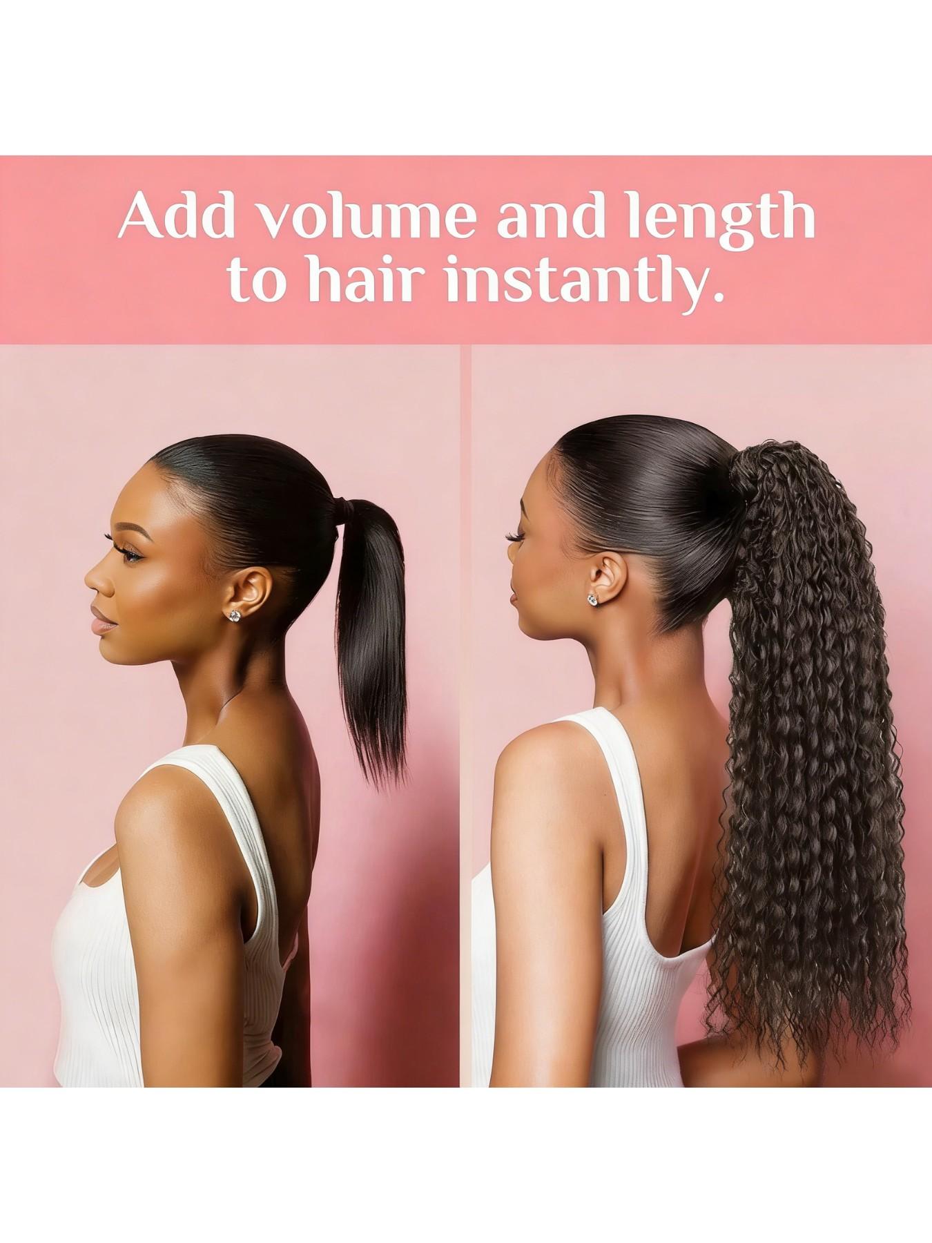 African Braided Hair Extension, Long Curly Corn Silk Ponytail, 12 Strand Screw Roll Messy Dreadlocks, Suitable for Daily Wear