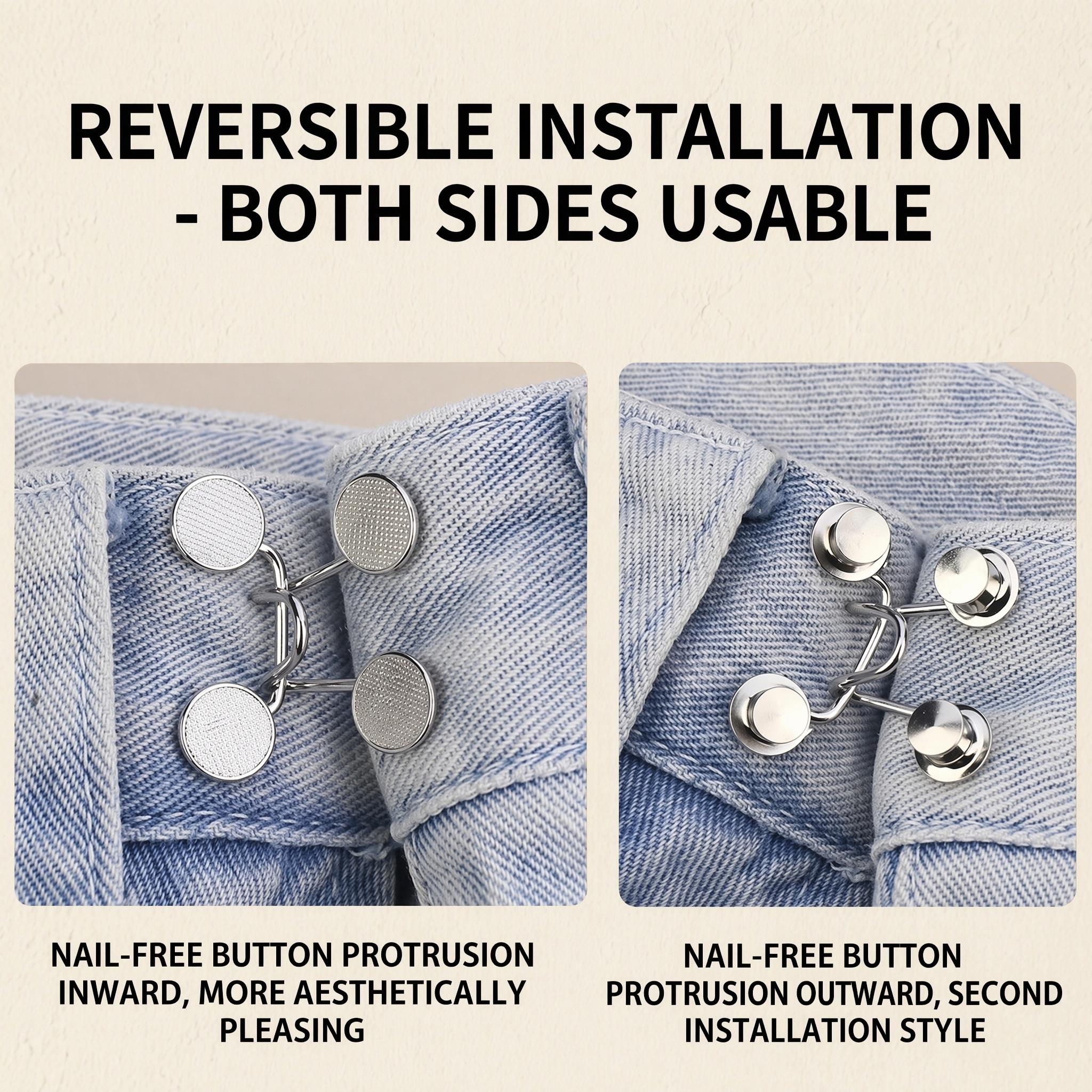 Seamless Jeans Waist Belt Tightener, Adjustable Fit & Secure Metal Button Hook, Durable Clip Design, Versatile Style for Women's Pants-YY1