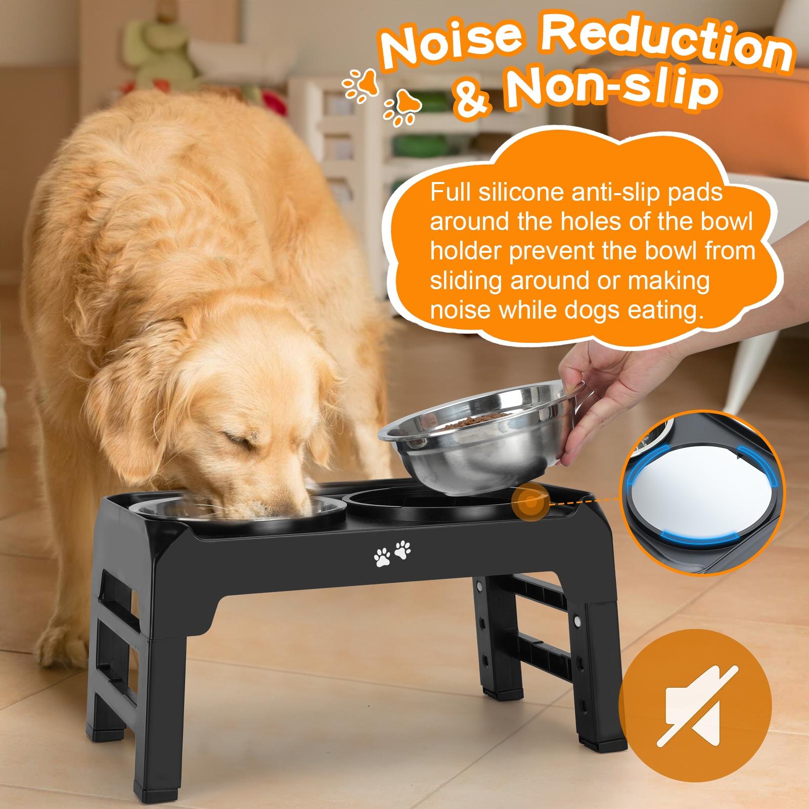 Elevated Dog Bowls, 4 Height Adjustable Raised Dog Bowl Stand with 2 Thick 50oz Stainless Steel Dog Food Bowls Non-Slip Dog Feeder for Large Medium Dogs Adjusts to 3.7", 9.2", 10.75", 12.36" Black, Grey, Light Brownish Gray Elevated Dog Bowls, 4 Height Adjustable Raised Dog Bowl Stand with 2 Thick 50oz Stainless Steel Dog Food Bowls Non-Slip Dog Feeder for Large Medium Dogs Adjusts to 3.7", 9.2", 10.75", 12.36" Black, Grey, Light Brownish Gray